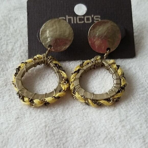 Chico's stud dangle earrings gold and yellow - Picture 1 of 6